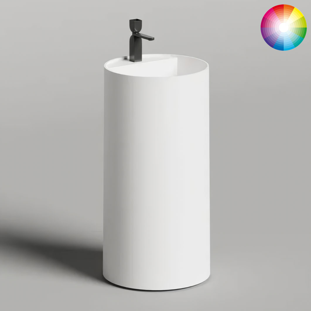 Раковина напольная Salini S-Stone Armonia Round Top 01 45x45x90 130421TMF (покраска полностью) сифон, накладка, с полочкой под смеситель