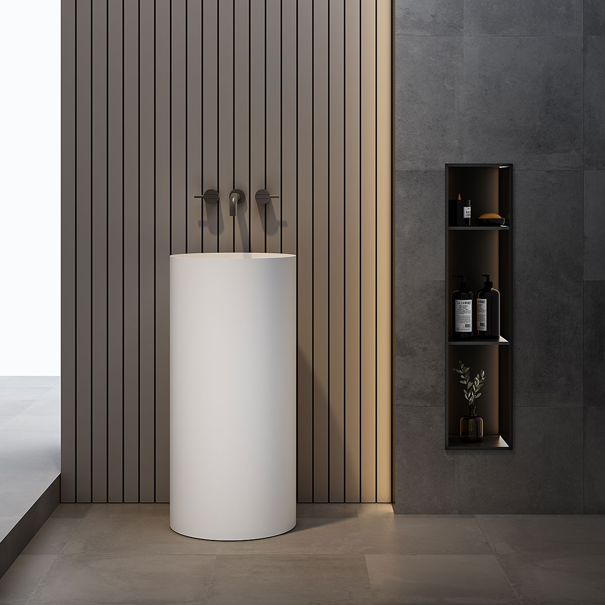 Раковина напольная Vincea Solid surface VBS-6SP01MW 40x40x85 (белый матовый)