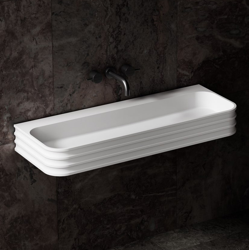Раковина подвесная Abber Stein AS2651-1.0 100x45x15 (белый матовый), искусственный камень