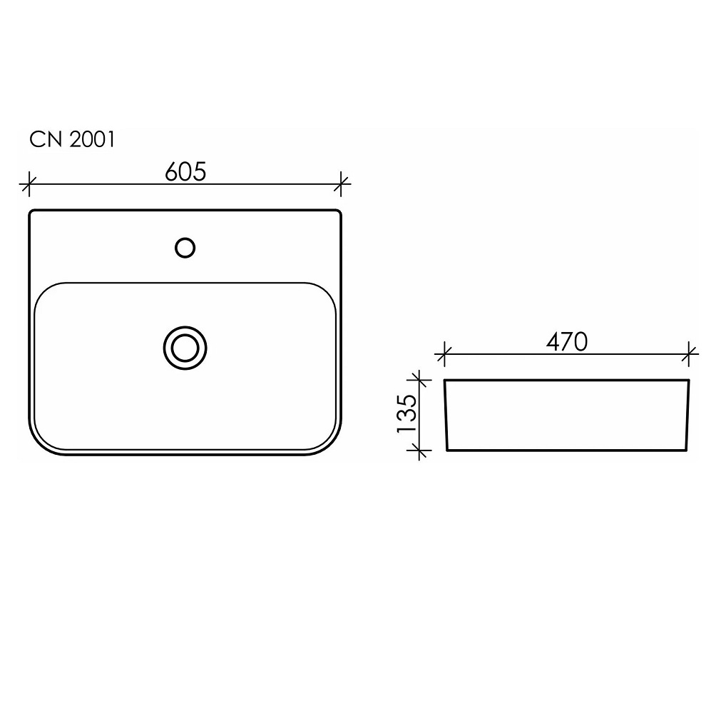 Раковина подвесная Ceramica Nova Aura CN2001 60x47 (белый), без донного клапана
