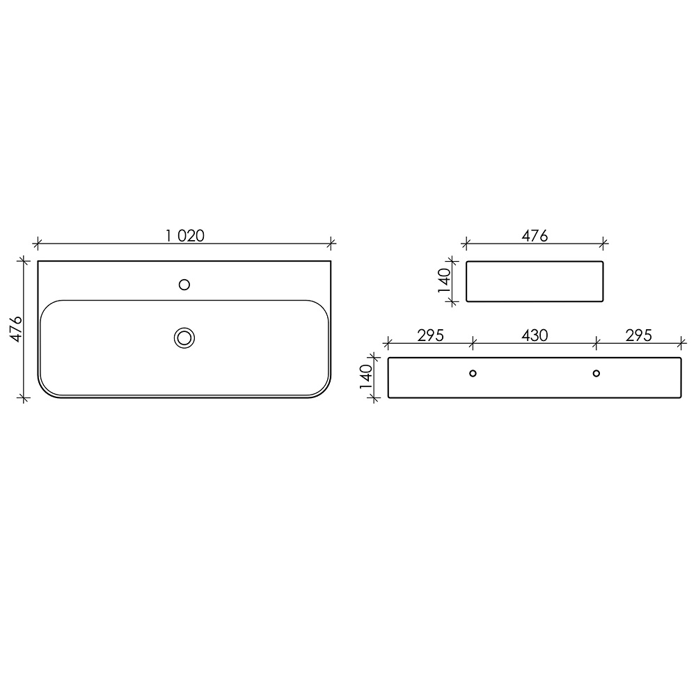 Раковина подвесная Ceramica Nova Aura CN2007 102x47.6 (белый), без перелива