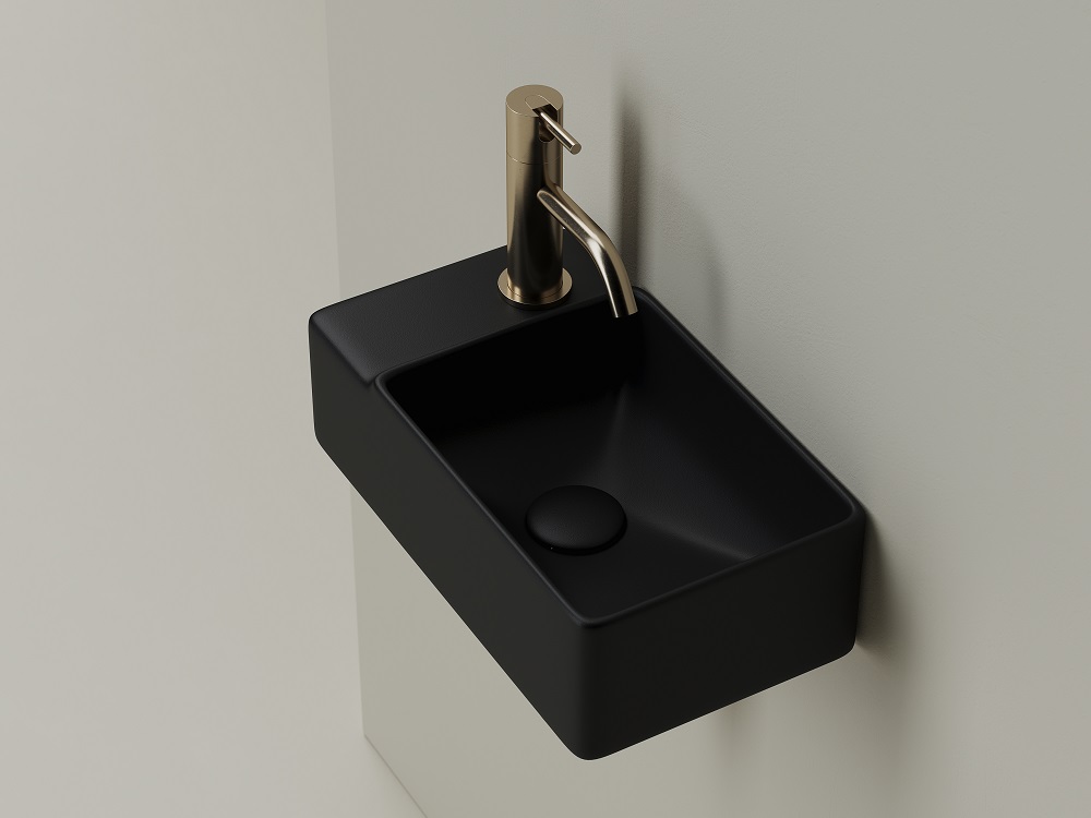 Раковина подвесная Ceramica Nova Element CN5046MB 39.5x22 (черный матовый), чаша справа