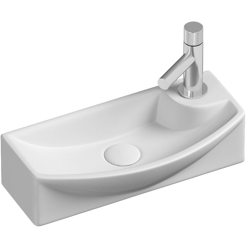 Раковина подвесная Ceramica Nova Element CN6038L 45.5x22 (белый) с креплением, без отверстия слива-перелива, чаша слева, отверстие под смеситель справа
