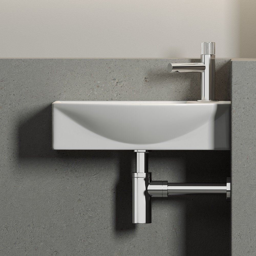 Раковина подвесная Ceramica Nova Element CN6038L 45.5x22 (белый) с креплением, без отверстия слива-перелива, чаша слева, отверстие под смеситель справа