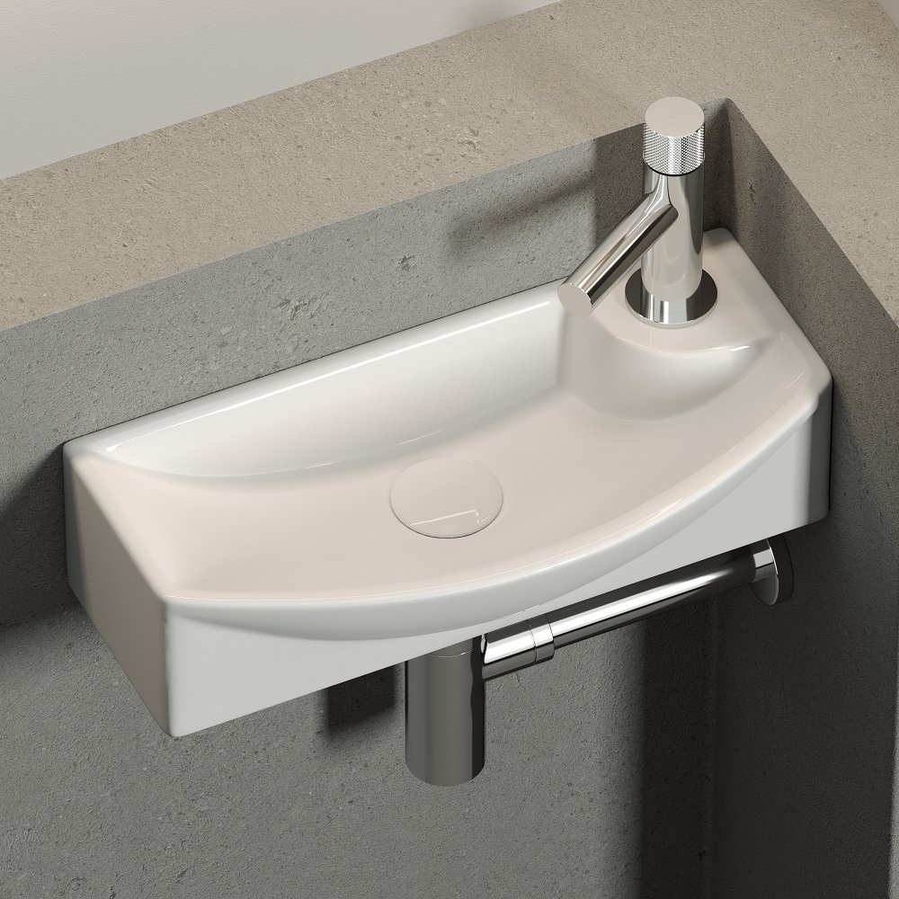 Раковина подвесная Ceramica Nova Element CN6038L 45.5x22 (белый) с креплением, без отверстия слива-перелива, чаша слева, отверстие под смеситель справа