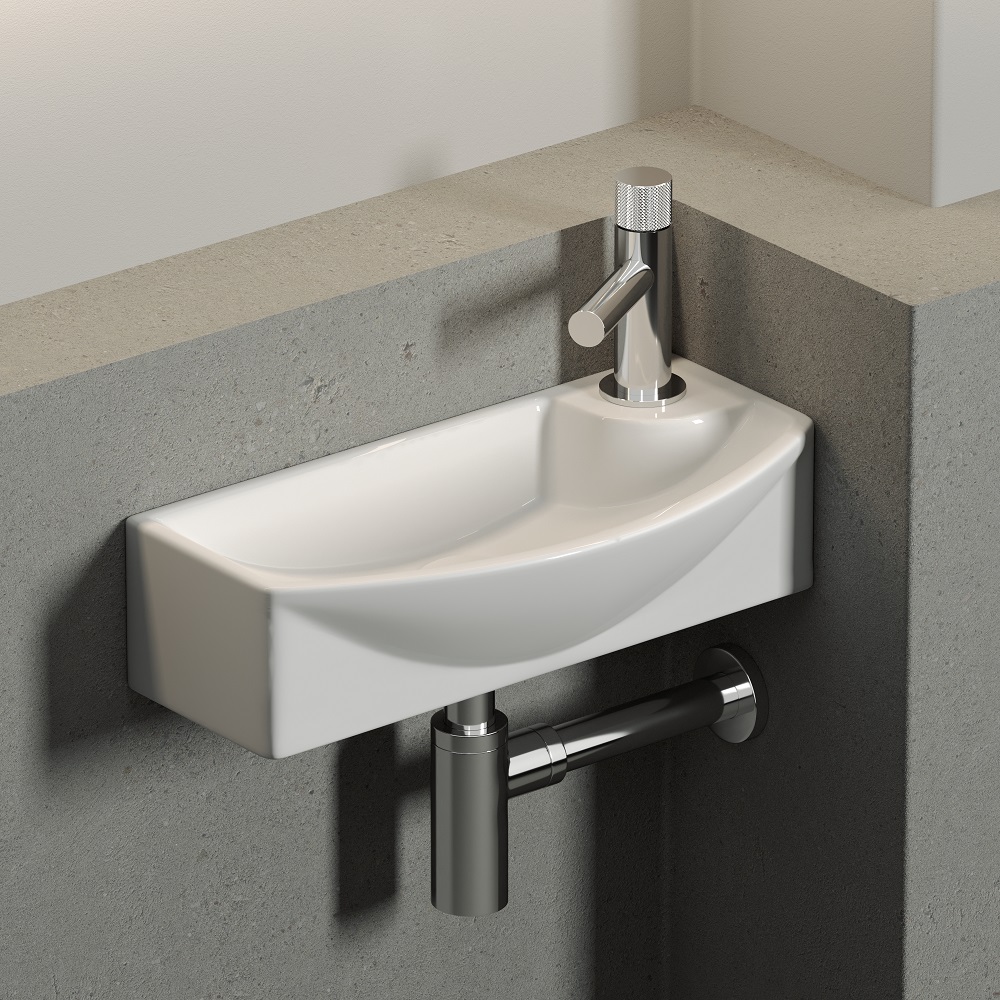 Раковина подвесная Ceramica Nova Element CN6038L 45.5x22 (белый) с креплением, без отверстия слива-перелива, чаша слева, отверстие под смеситель справа
