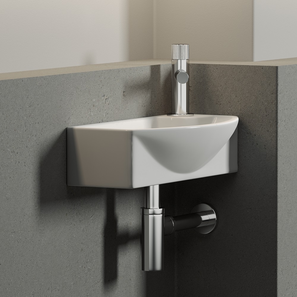 Раковина подвесная Ceramica Nova Element CN6038L 45.5x22 (белый) с креплением, без отверстия слива-перелива, чаша слева, отверстие под смеситель справа