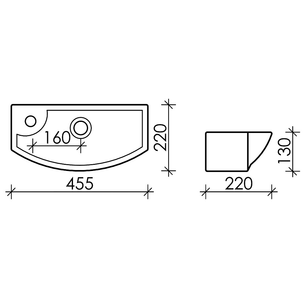 Раковина подвесная Ceramica Nova Element CN6038R 45.5x22 (белый), без донного клапана