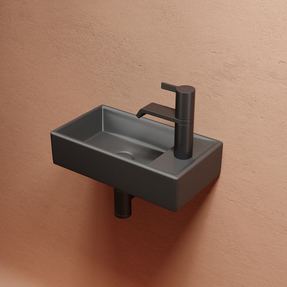 Раковина подвесная Ceramicanova Element CN6051LMDH 40.7x21.7x10 (темный антрацит матовый), чаша слева