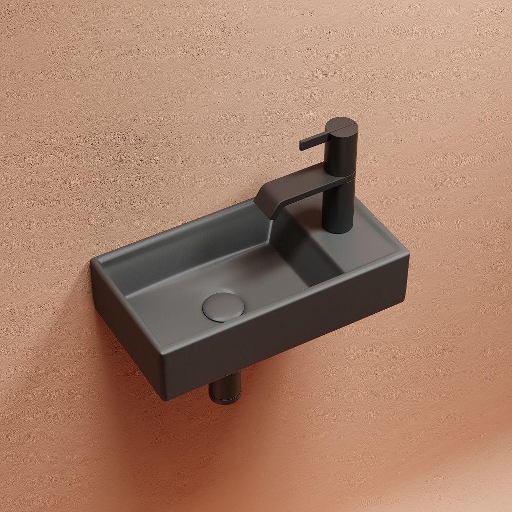 Раковина подвесная Ceramicanova Element CN6051LMDH 40.7x21.7x10 (темный антрацит матовый), чаша слева