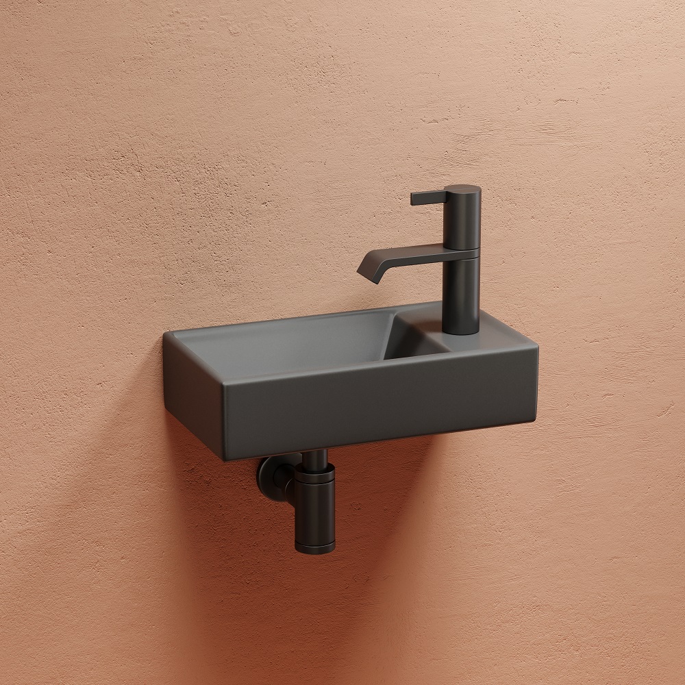 Раковина подвесная Ceramicanova Element CN6051LMDH 40.7x21.7x10 (темный антрацит матовый), чаша слева