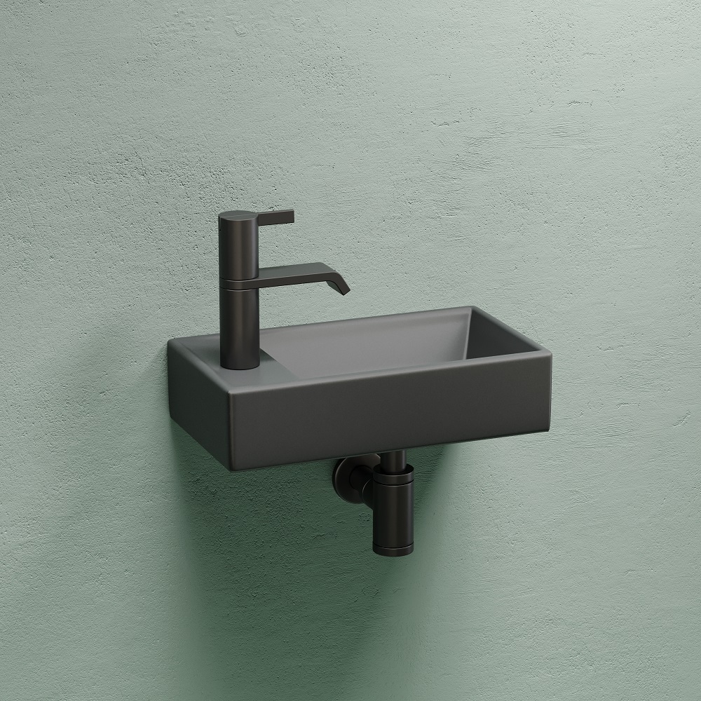 Раковина подвесная Ceramicanova Element CN6051RMDH 40.7x21.7x10 (темный антрацит матовый), чаша справа