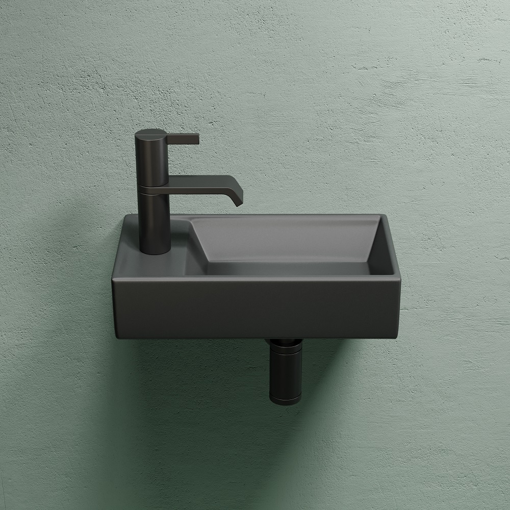 Раковина подвесная Ceramicanova Element CN6051RMDH 40.7x21.7x10 (темный антрацит матовый), чаша справа