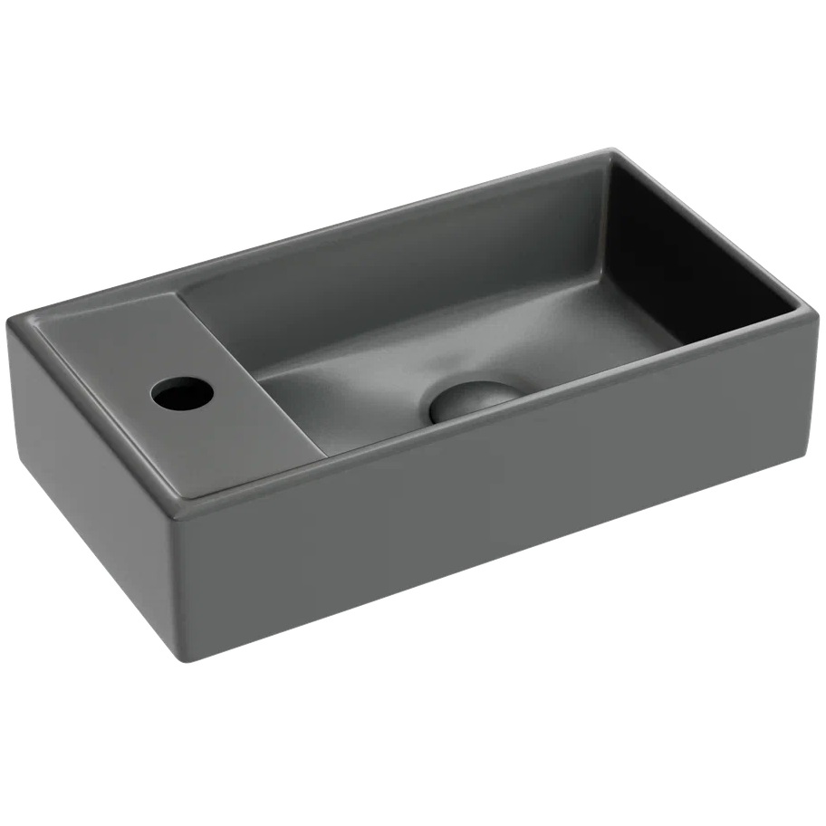 Раковина подвесная Ceramicanova Element CN6051RMDH 40.7x21.7x10 (темный антрацит матовый), чаша справа