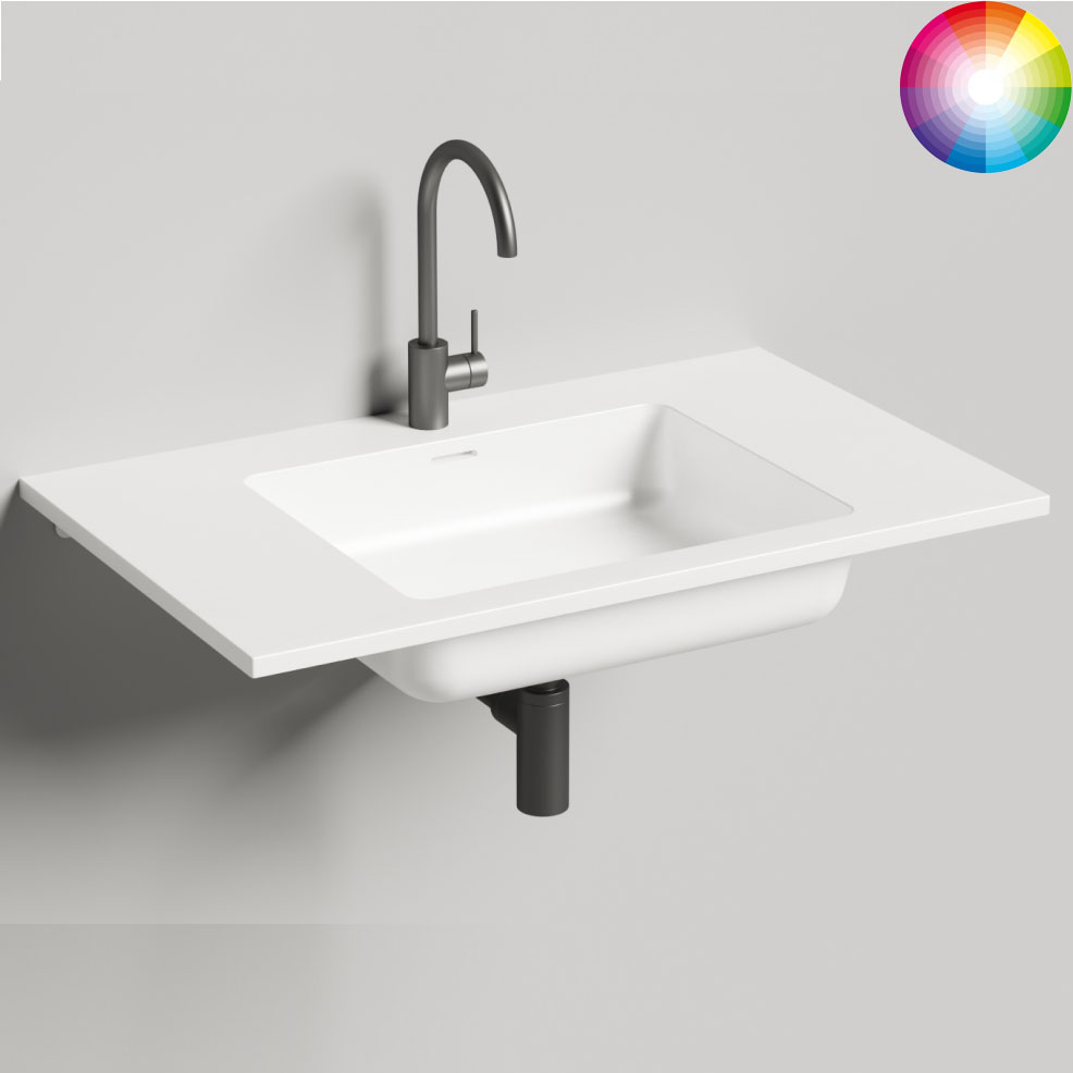 Раковина подвесная Salini S-Stone Onda Classic 1402201MF 80x50x14 (покраска полностью, цвет по RAL, матовый), с донным клапаном