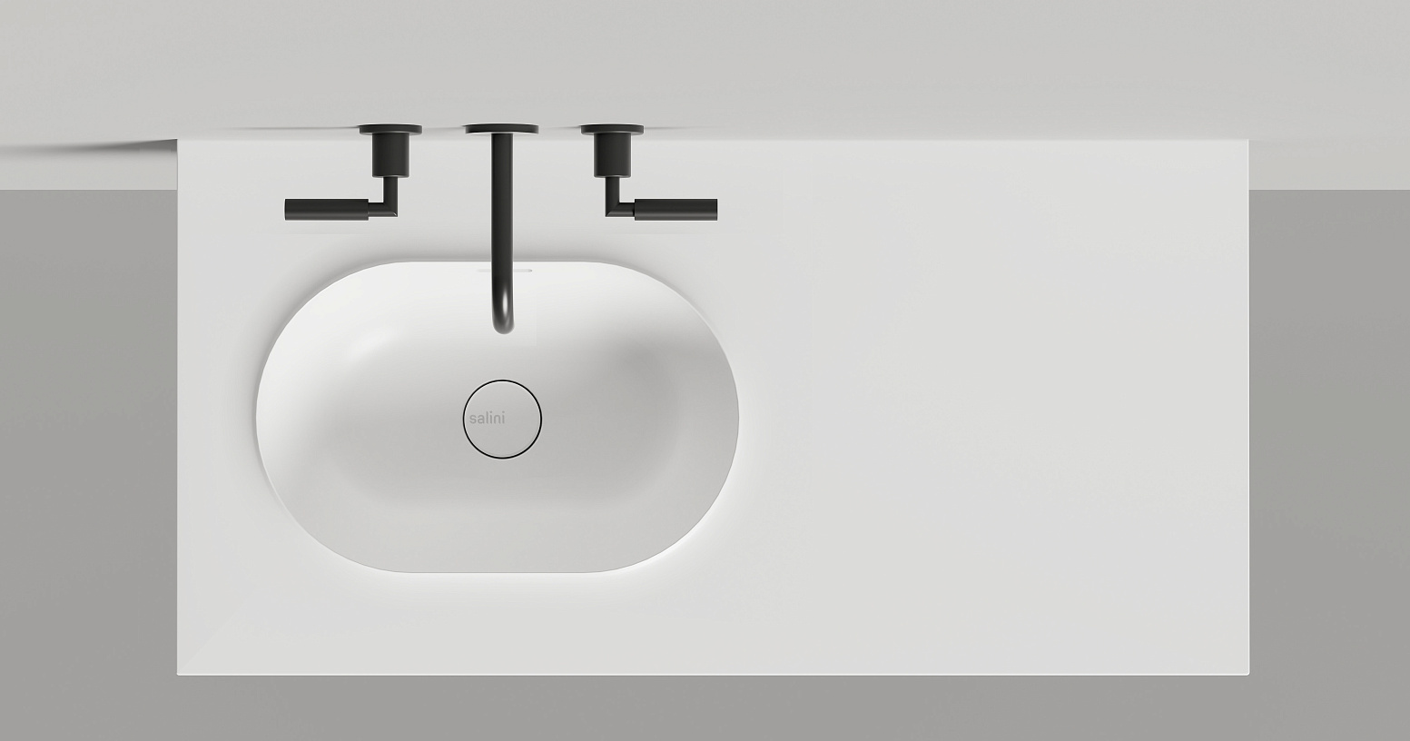 Раковина подвесная Salini S-Stone Onda Edge Oval 14022041MF 200x70x14.6 (покраска полностью, матовый), с донным клапаном