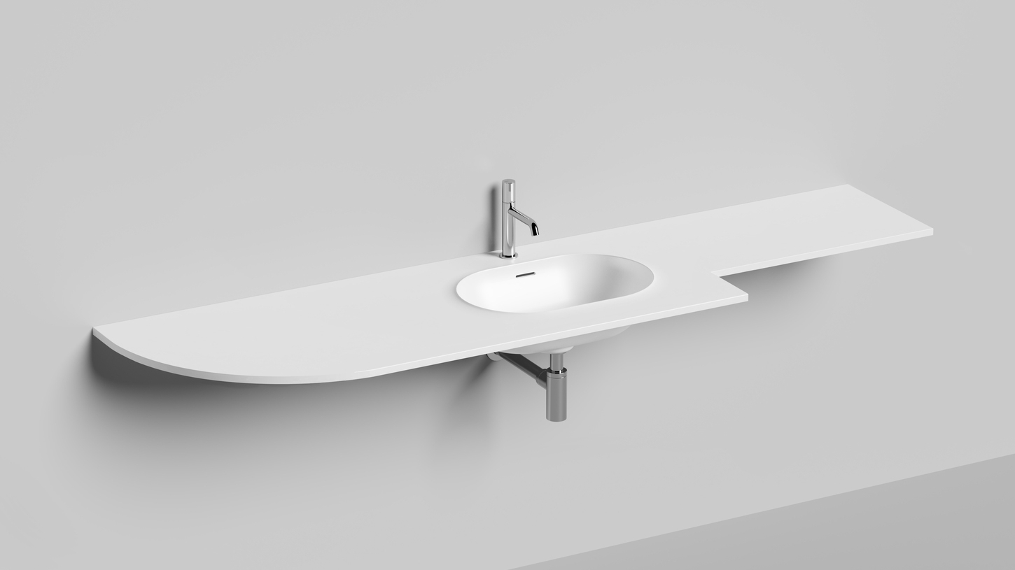 Раковина подвесная Salini S-Stone Onda Edge Oval 14022041MF 200x70x14.6 (покраска полностью, матовый), с донным клапаном