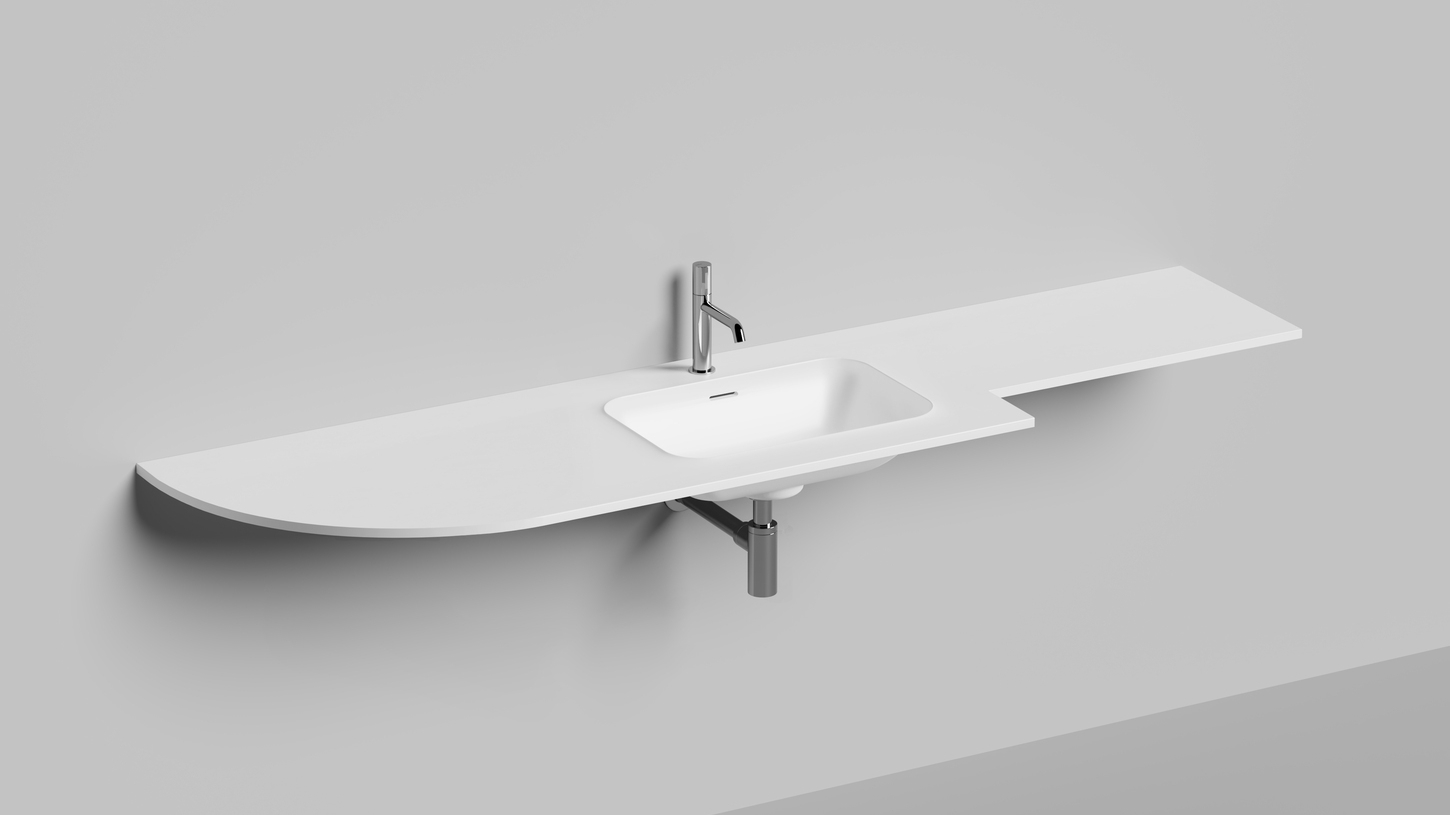Раковина подвесная Salini S-Stone Onda Edge Round 14022051MF 200x70x14.6 (покраска по RAL полностью, матовый), с донным клапаном