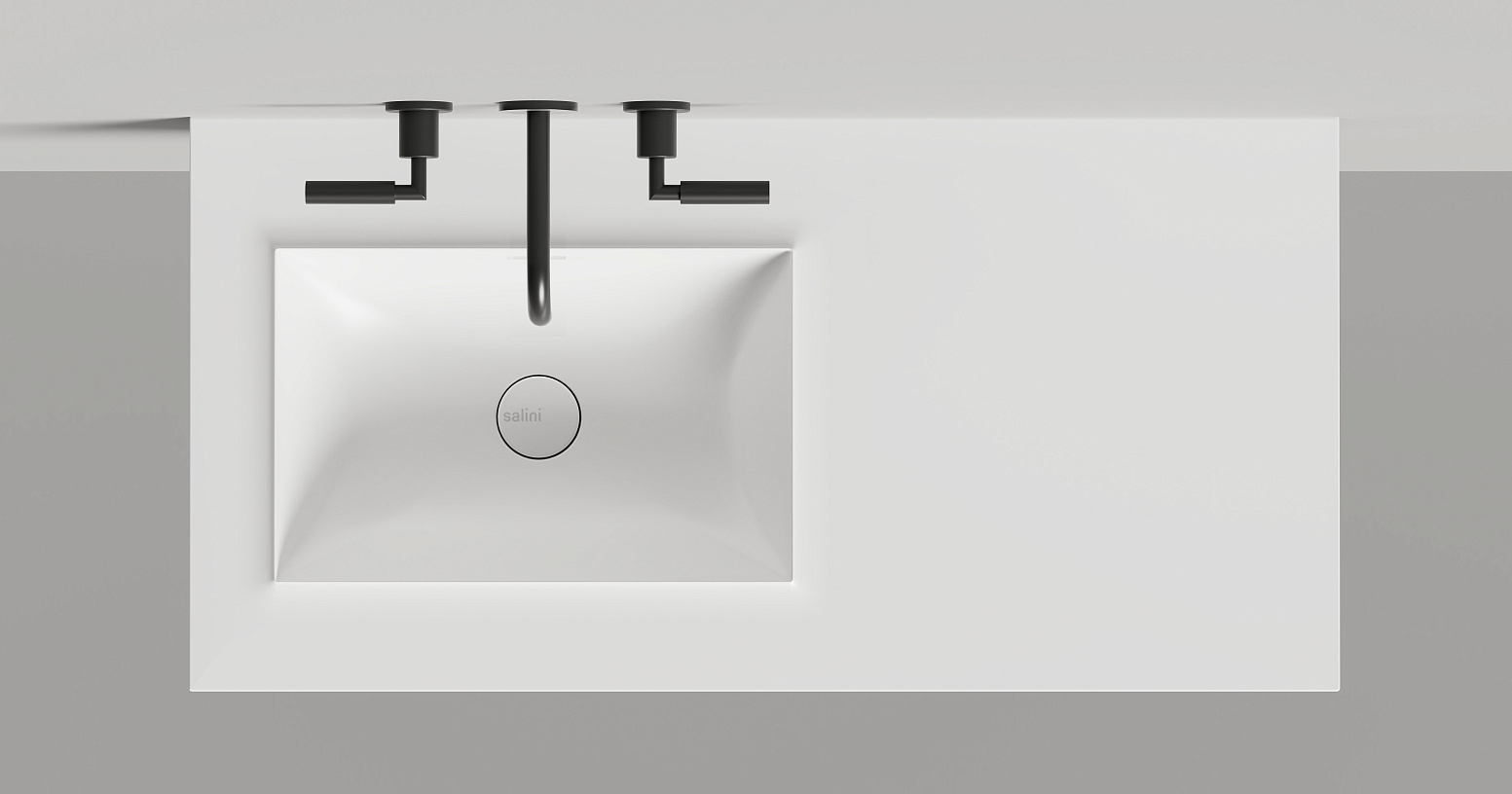Раковина подвесная Salini S-Stone Onda Edge Square 14022061MF 200x70x14.6 (покраска полностью, матовый), с донным клапаном