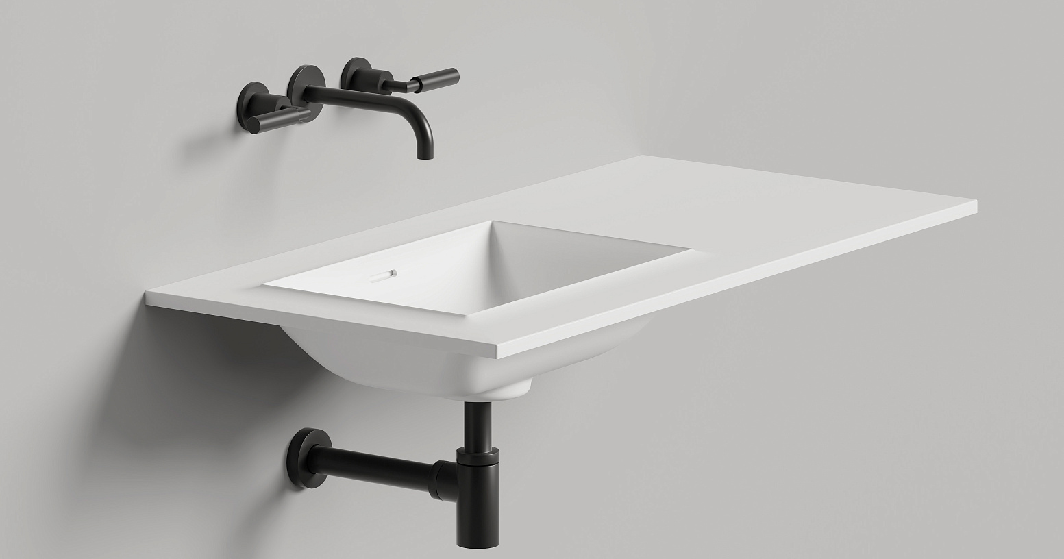 Раковина подвесная Salini S-Stone Onda Edge Square 14022061MF 200x70x14.6 (покраска полностью, матовый), с донным клапаном