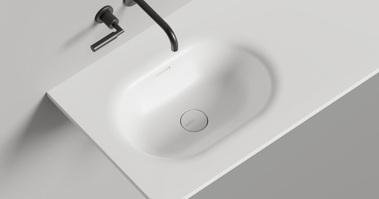 Раковина подвесная Salini S-Stone Onda Flow Oval 1402204MF 200x70x13.8 (покраска по RAL полностью, матовый), с донным клапаном