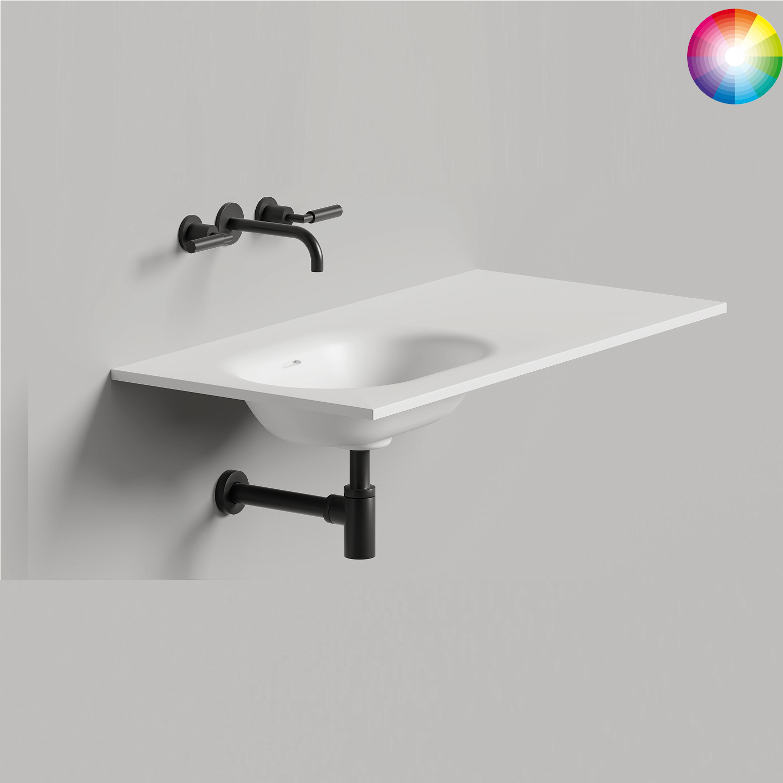 Раковина подвесная Salini S-Stone Onda Flow Oval 1402204MF 200x70x13.8 (покраска по RAL полностью, матовый), с донным клапаном