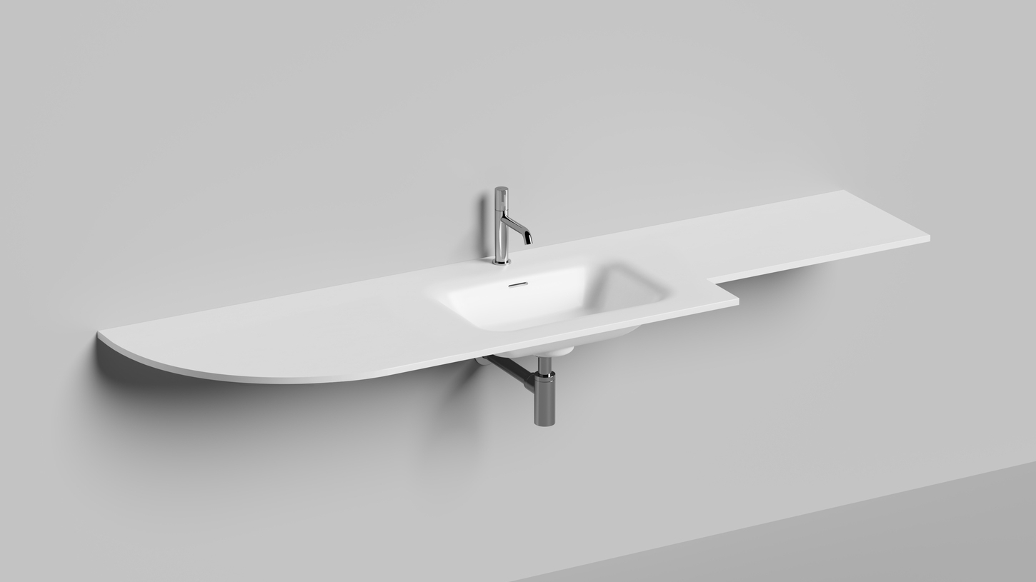 Раковина подвесная Salini S-Stone Onda Flow Round 1402205MF 200x70x13.8 (покраска полностью, матовый), с донным клапаном