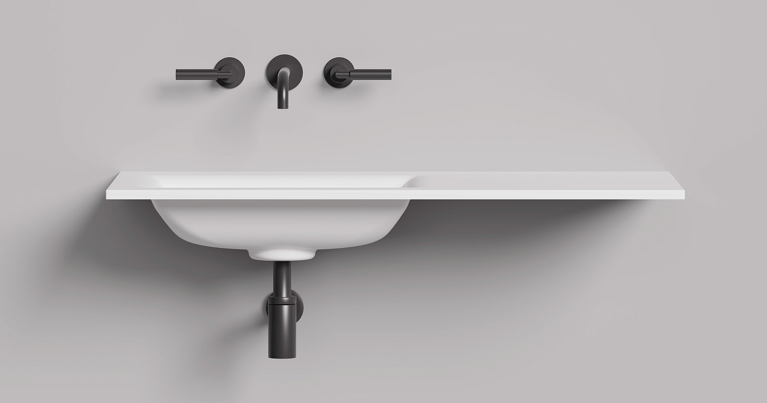 Раковина подвесная Salini S-Stone Onda Flow Square 1402206MF 200x70x13.8 (покраска по RAL полностью, матовый), с донным клапаном