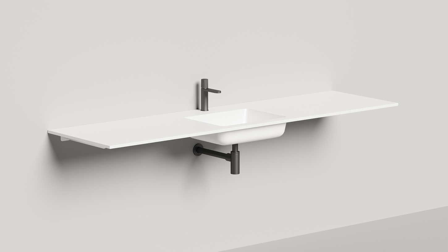 Раковина подвесная Salini S-Stone Onda Plus 1402203MF 200x55x14 (покраска по RAL полностью, матовый), с донным клапаном