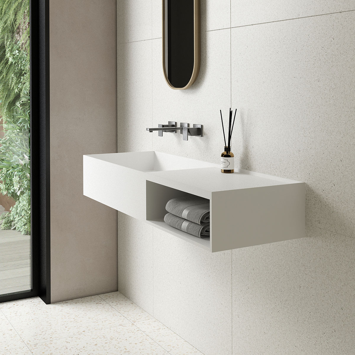 Раковина подвесная Vincea Solid surface VWB-6S112MW 120x40 (белый матовый)