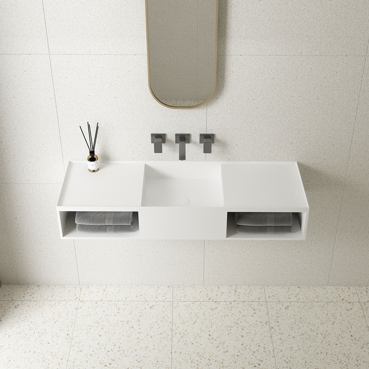 Раковина подвесная Vincea Solid surface VWB-6S212MW 120x40 (белый матовый)