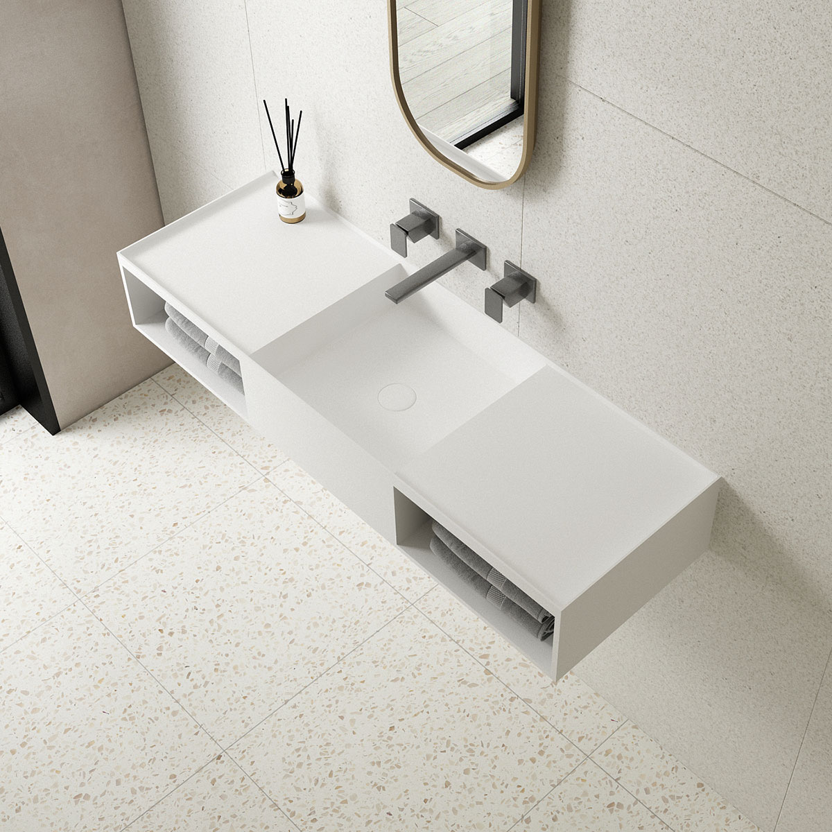 Раковина подвесная Vincea Solid surface VWB-6S212MW 120x40 (белый матовый)