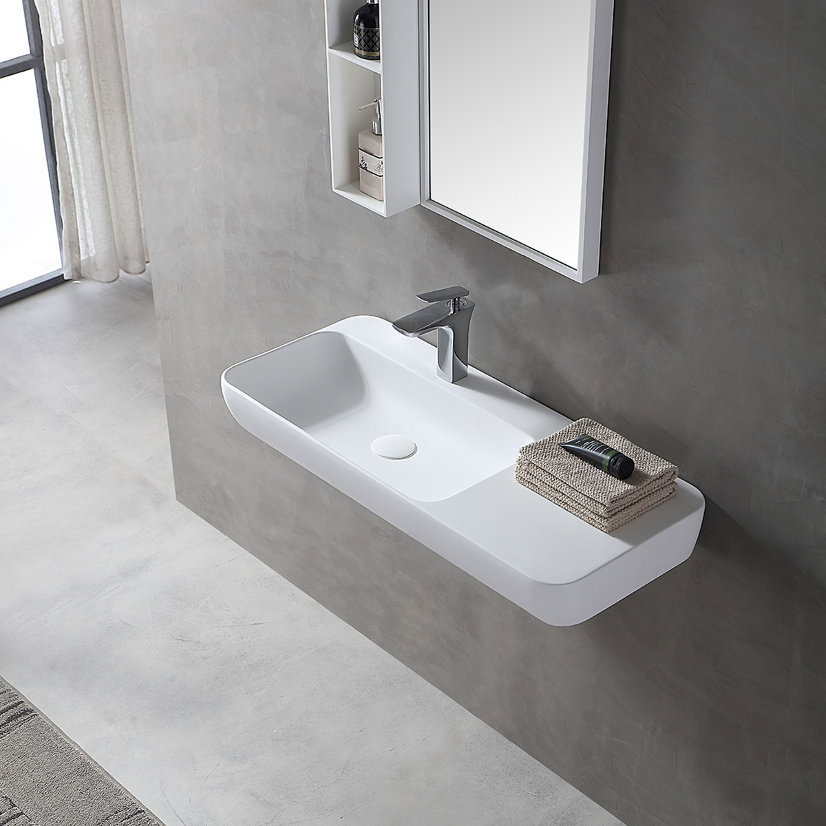 Раковина подвесная Vincea Solid surface VWB-6S590MW 90x40x12 (белый матовый)