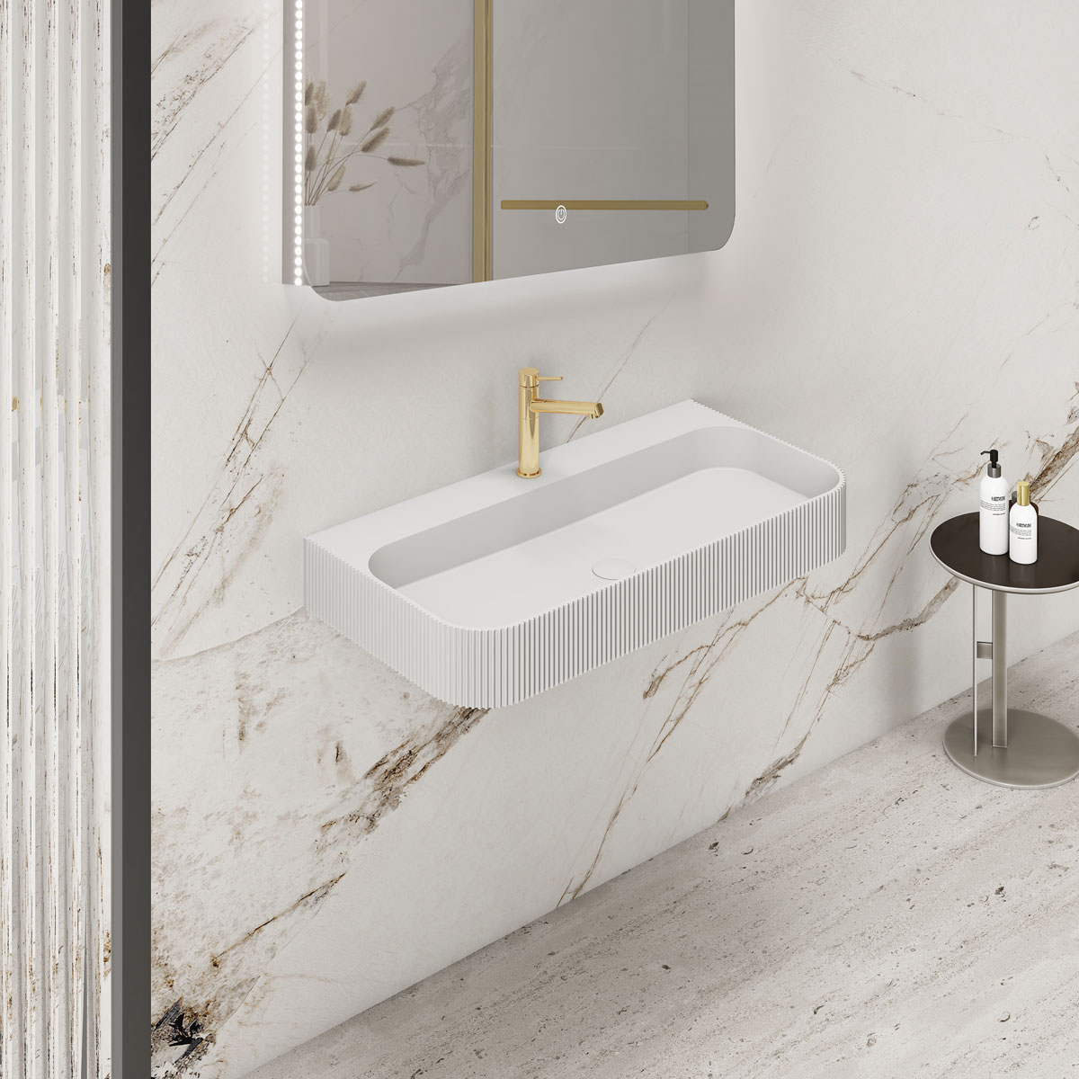 Раковина подвесная Vincea Solid surface VWB-6SG75MW 75x46x12 (белый матовый)