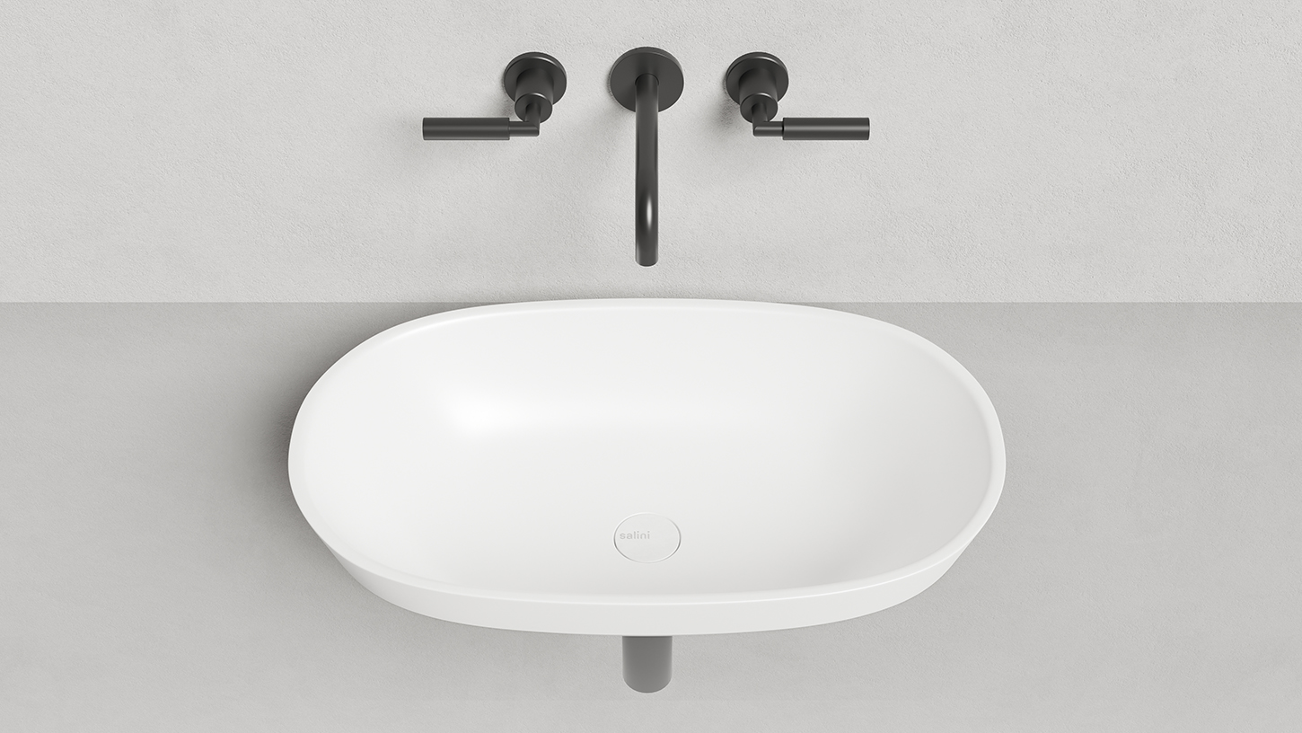 Раковина полувстраиваемая Salini Marea S-Stone 1802201M 64.5x38.7x16.5 (белый матовый), без донного клапана