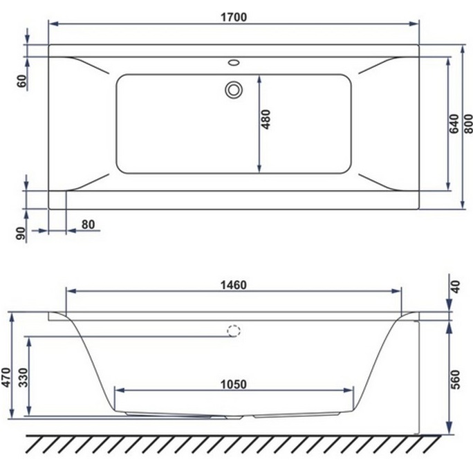 Ванна гидромассажная акриловая Whitecross Savia Duo LINE 0103.170080.100.LINE.BR 170x80 (белый глянцевый, бронза), каркас, слив-перелив