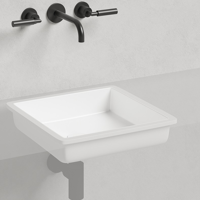 Раковина встраиваемая Salini Marea S-Stone 1802207M 42x42x12.5 (белый матовый), без донного клапана