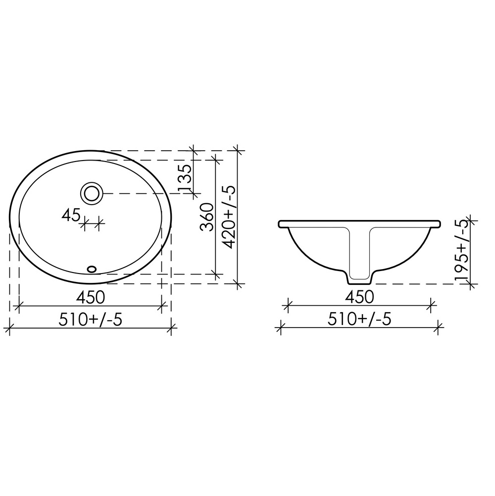 Раковина встраиваемая Ceramica Nova Element CN6042 50x40 (белый), без донного клапана