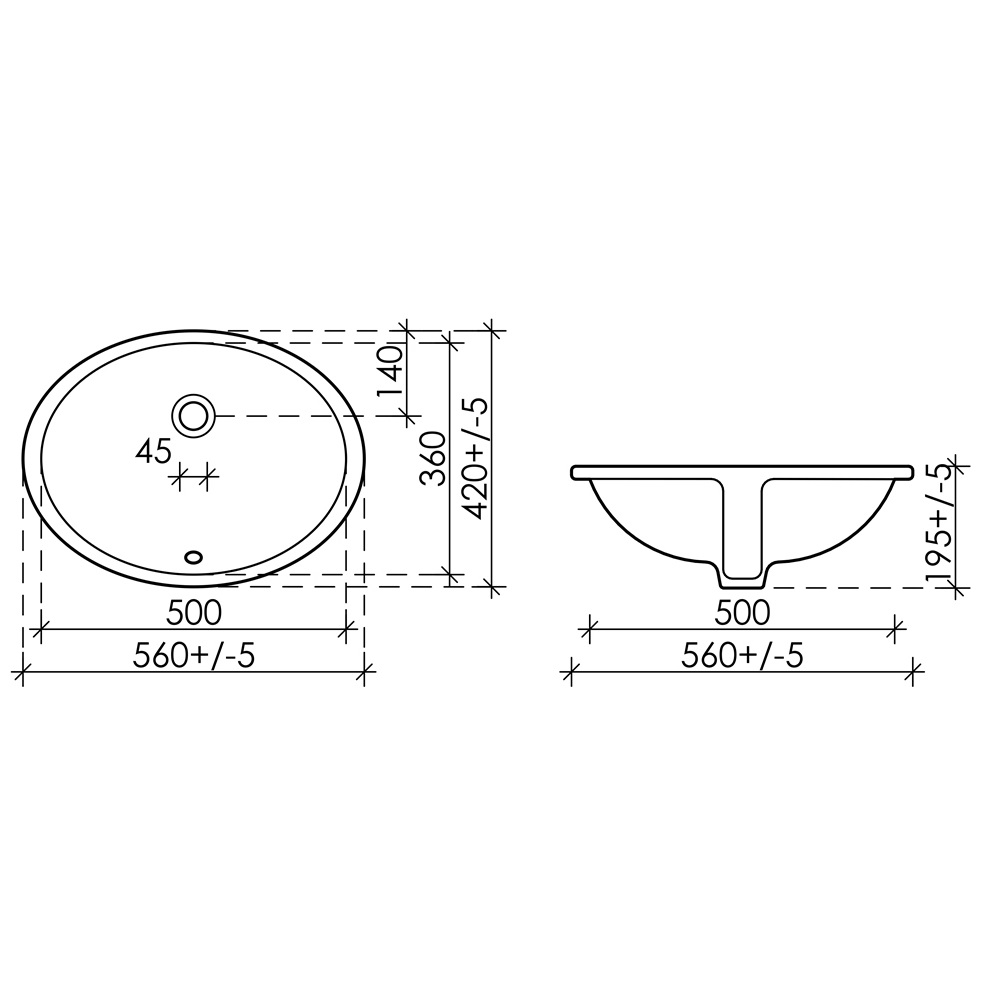 Раковина встраиваемая Ceramica Nova Element CN6043 56x43.5 (белый), без донного клапана