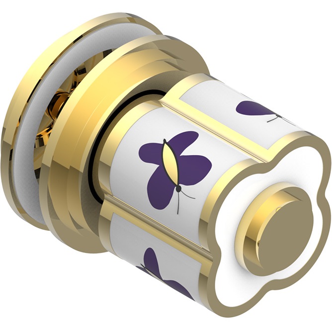 Ручка дверная одинарная THG Capucine Mauve Decor Or A7D-F01-639V (золотой, лиловый, белый)
