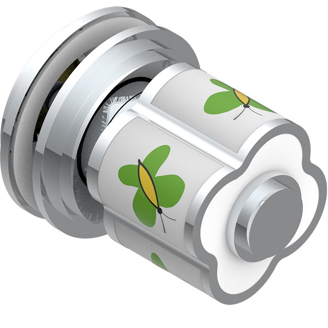 Ручка дверная одинарная THG Capucine Vert Decor Platine A7E-A02-639V (платина, зеленый, белый)