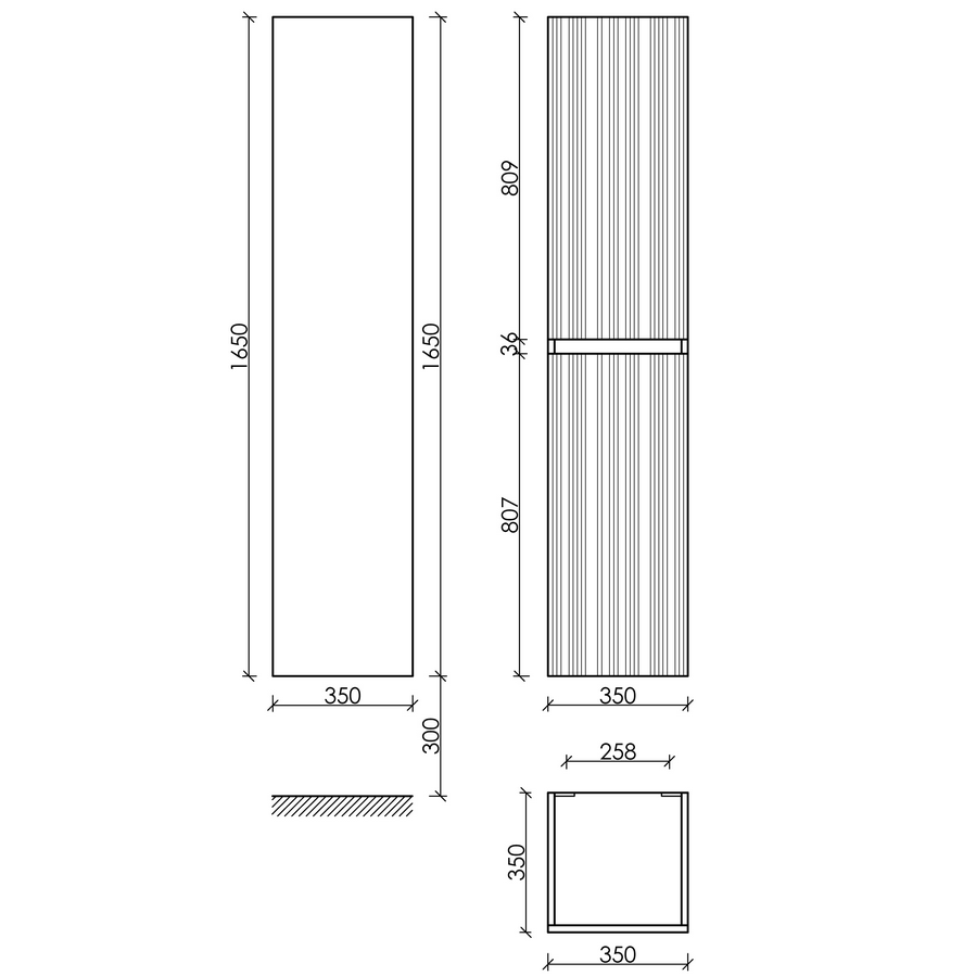 Шкаф-пенал подвесной Sancos Код (Code) PCD35W 35х35х165 (белый)