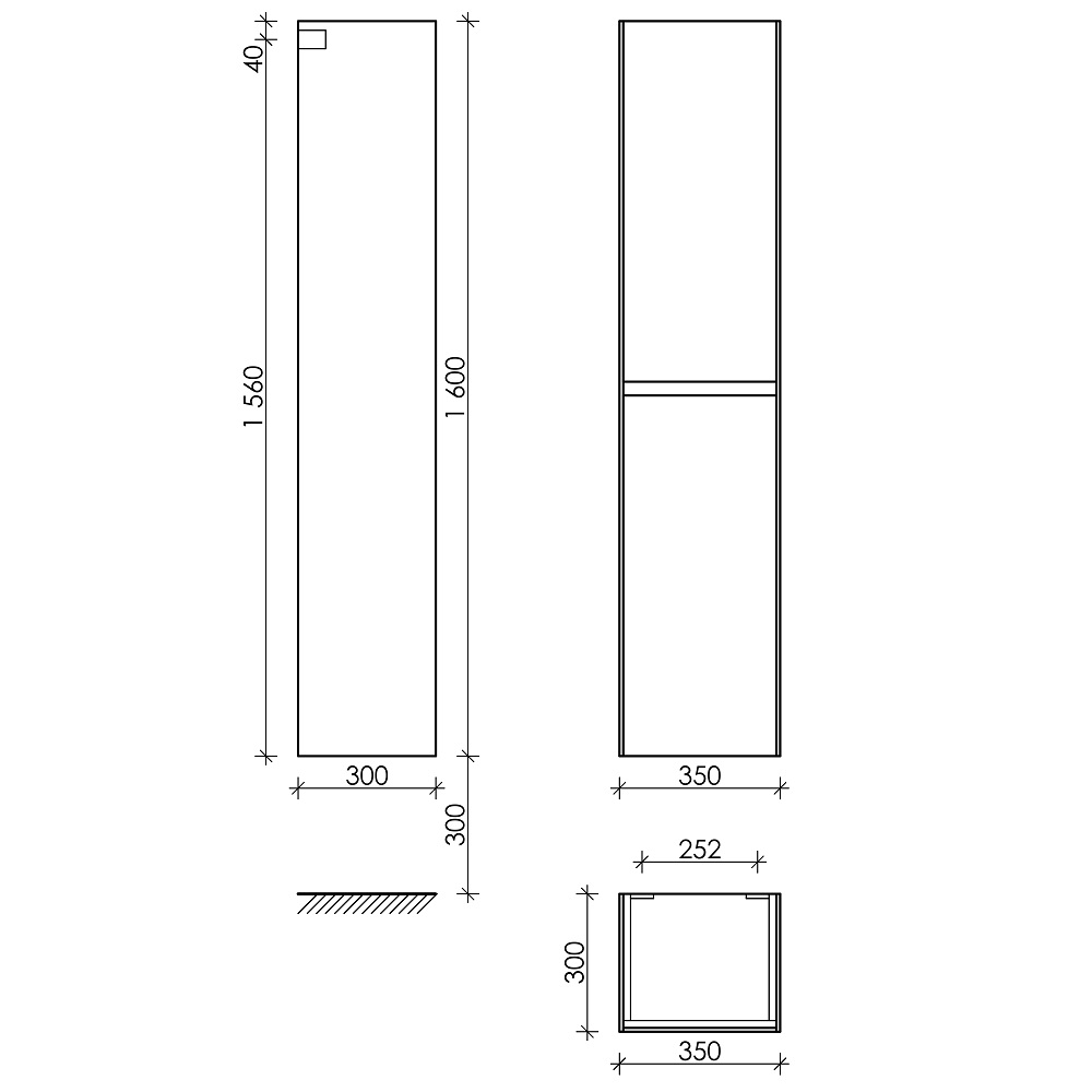 Шкаф-пенал Sancos Cento / Сто PCN35W 35х30х1600 (белый), глянец