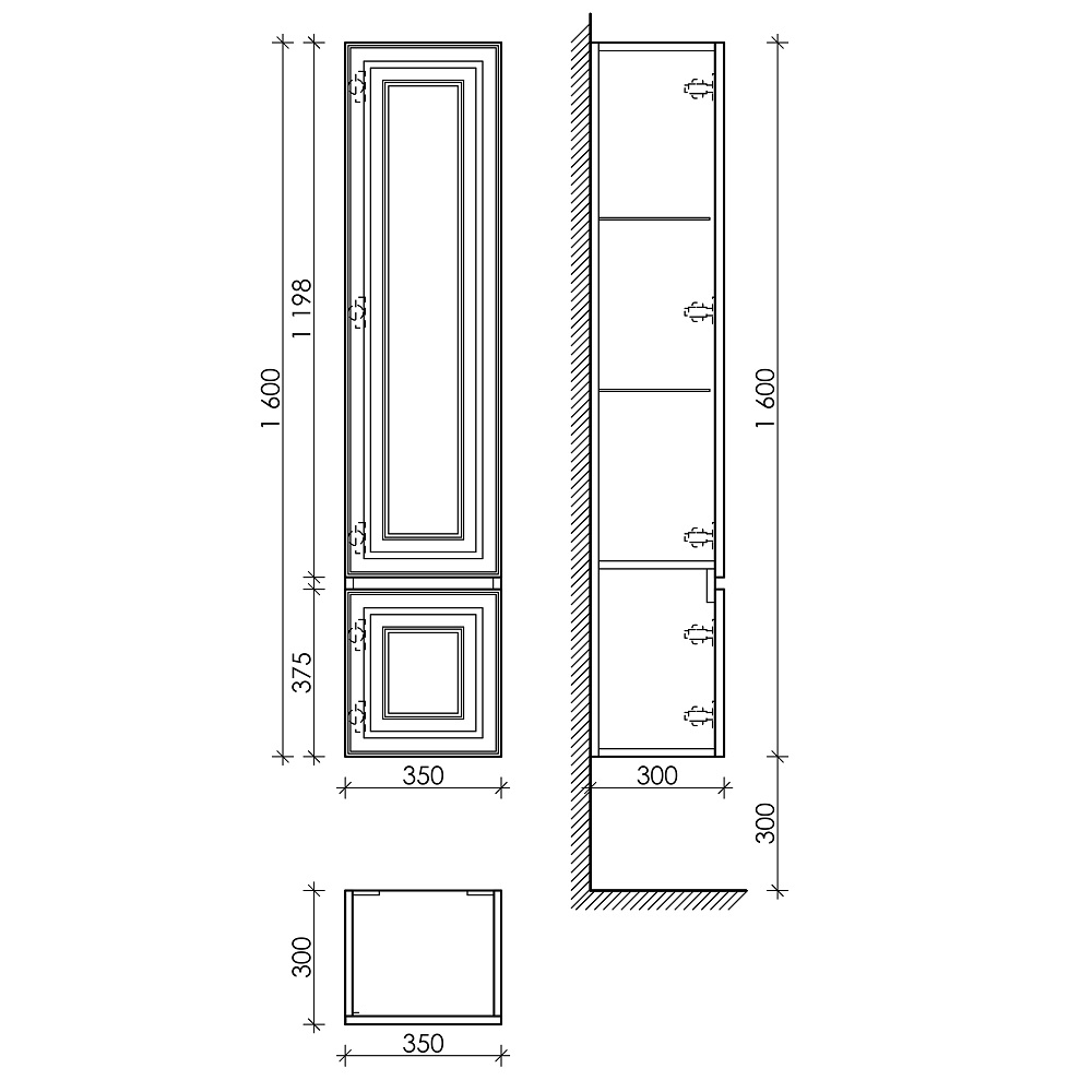 Шкаф-пенал Sancos Very PVR35LW 35х30х160 (Bianco), петли слева
