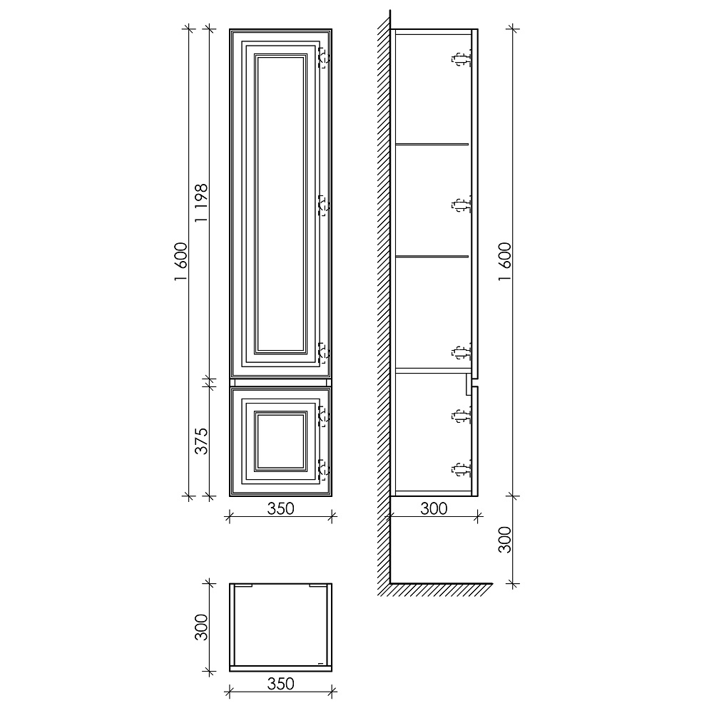 Шкаф-пенал Sancos Very PVR35RSM 35х30х160 (Doha Soft), петли справа