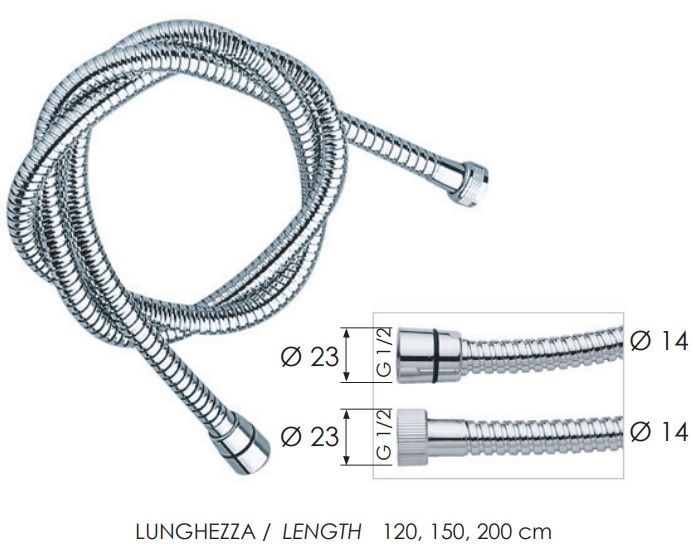 Шланг для душа 200 см. Remer 332CN200 (белый, хром)