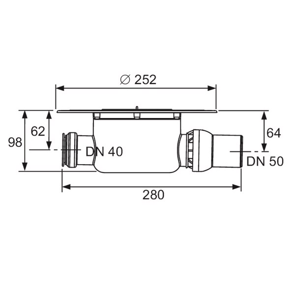 Сифон горизонтальный с универсальным фланцем Seal System Tece TECEdrainpoint S DN50 3601500