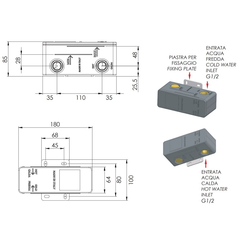 Скрытая часть для смесителя Remer RRBOX15, для раковины