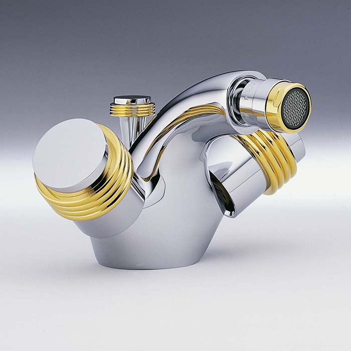 Смеситель для биде THG Diplomate grooved rings U4B-G02-3202 (хром, золотой), с донным клапаном
