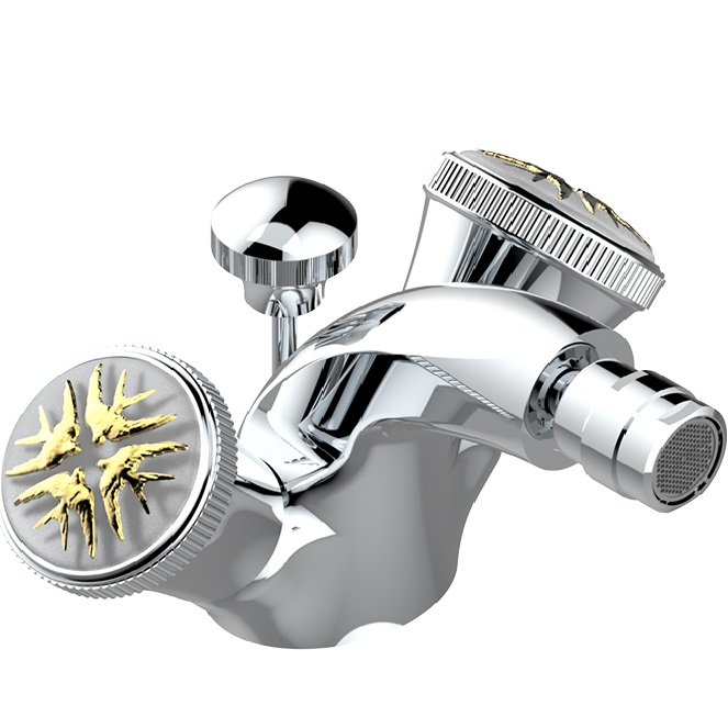 Смеситель для биде THG Hirondelles Platinum Stamped A4L-A02-3202 (хром, платина), с донным клапаном